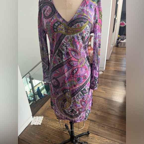 purple print top or coverup size Small/ med - Picture 1 of 3